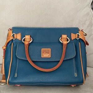 Dooney & Bourke Teal and Tan Satchel
